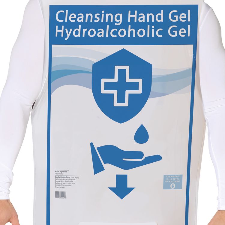 Hand Desinfektion Kostüm Desinfektionsspender Max für Herren Gr. 52/54 JGA Fasching Karneval Mottoparty