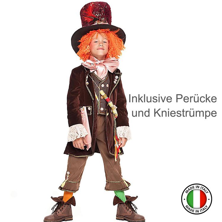 Hutmacher Kostüm verrückter Johnny Deluxe für Kinder Hutmacher Kostüm verrückter Johnny Deluxe für Kinder 6-10 Jahre bunt Alice im Wunderland Fasching Karneval Mottoparty