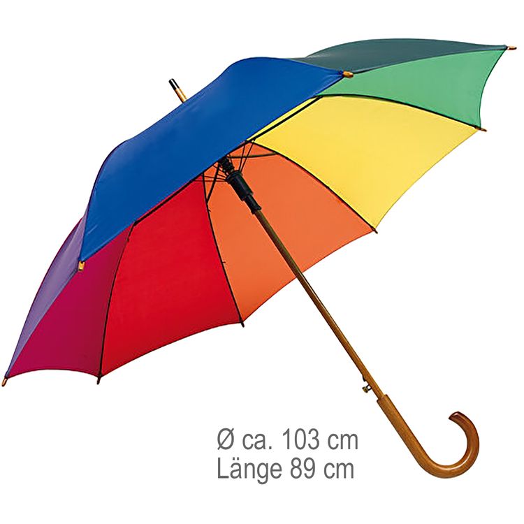 Stockschirm Regenbogenfarben Ø 103 cm 89 cm lang Automatik CSD Pride Love  Stockschirm Regenbogenfarben Ø 103 cm 89 cm lang Automatik CSD Pride Love Regenschirm Zubehör Accessoire Trauung Brautpaar Alltag