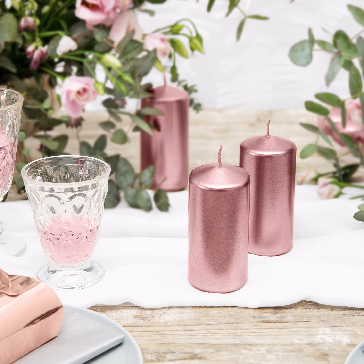 Stumpenkerze 6 Stück Rosé Gold Weihnachten Hochzeit Stumpenkerze 6 Stück Rosé Gold Weihnachten Hochzeit