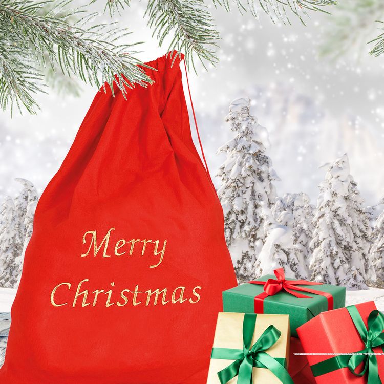 XXL Weihnachtsmannsack rot 65 x 95 cm Merry Christmas Geschenke XXL Weihnachtsmannsack rot 65 x 95 cm Merry Christmas Geschenkesack Geschenke Weihnachten SALE Nikolaus Advent Kostüm-Zubehör Weihnachtsmann