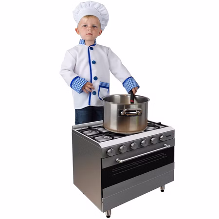 Koch Sternekoch Tim mit Kochmütze für Kinder Gr. 86-104 weiß blau Köchin Bäcker Rollenspiel Fasching Karneval Mottoparty Koch Sternekoch Tim mit Kochmütze für Kinder Gr. 86-104 weiß blau Köchin Bäcker Rollenspiel Fasching Karneval Mottoparty