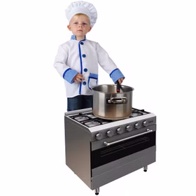 Koch Sternekoch Tim mit Kochmütze für Kinder Gr. 86-104 weiß blau Köchin Bäcker Rollenspiel Fasching Karneval Mottoparty Koch Sternekoch Tim mit Kochmütze für Kinder Gr. 86-104 weiß blau Köchin Bäcker Rollenspiel Fasching Karneval Mottoparty