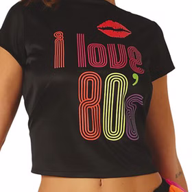 80er Jahre Kostüm Sandra loves the 80's für Damen Gr. 36-40 Rock bauchfreies T-Shirt bunt 80's 90's Mottoparty Fasching Karneval Neonparty 80er Jahre Kostüm Sandra loves the 80's für Damen Gr. 36-40 Rock bauchfreies T-Shirt bunt 80's 90's Mottoparty Fasching Karneval Neonparty
