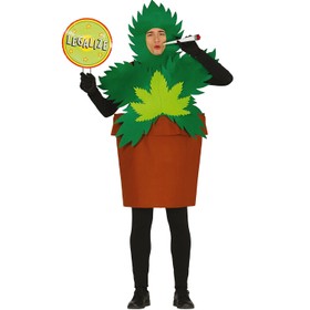 Kiffer Kostüm Hanf-Pflanze Joey für Erwachsene Gr. 52/54 grün witziges Marihuana-Kostüm Fasching Karneval Mottoparty Spaßkostüm