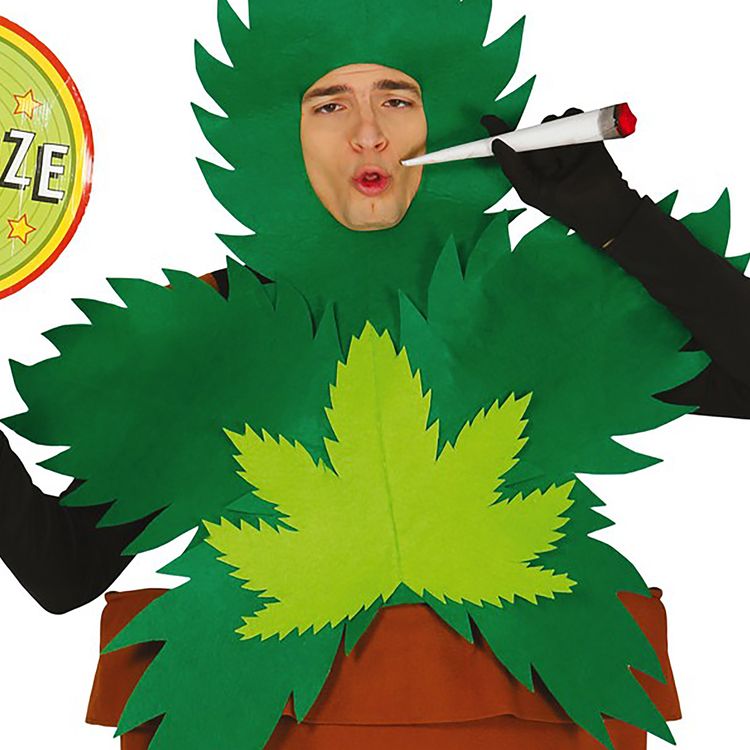 Kiffer Kostüm Hanf-Pflanze Joey für Erwachsene Gr. 52/54 grün witziges Marihuana-Kostüm Fasching Karneval Mottoparty Spaßkostüm
