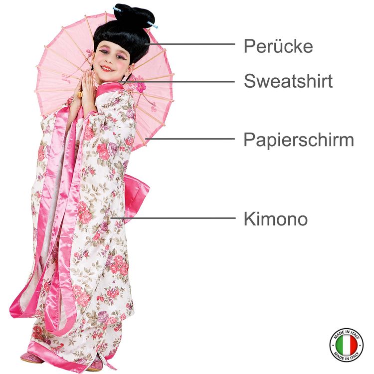Geisha Kostüm Japanerin Natsuki Deluxe inkl. Zubehör für Kinder 6-8 Jahre Kimono Andere Länder Fasching Karneval Mottoparty