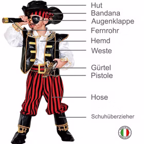 Piraten Kostüm Seeräuber Philippe Deluxe inkl. Zubehör für Kinder 4-8 Jahre Augenklappe Fernrohr Pistole Piraten-Abzeichen Fasching Karneval Mottoparty Kindergeburtstag Piraten Kostüm Seeräuber Philippe Deluxe inkl. Zubehör für Kinder 4-8 Jahre Augenklappe Fernrohr Pistole Piraten-Abzeichen Fasching Karneval Mottoparty Kindergeburtstag