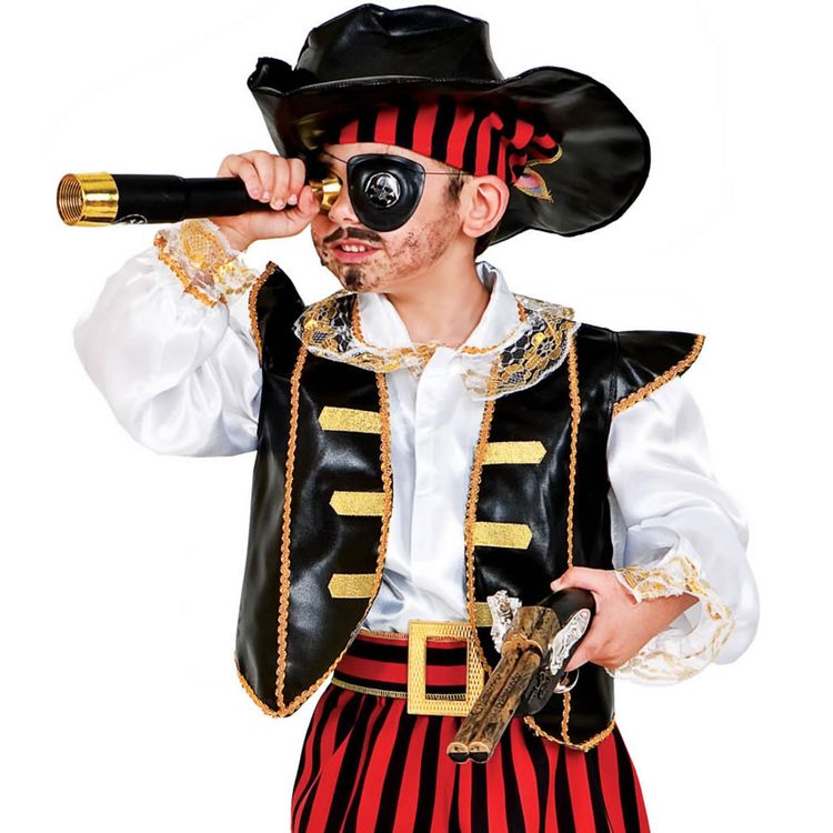 Piraten Kostüm Seeräuber Philippe Deluxe inkl. Zubehör für Kinder 4-8 Jahre Augenklappe Fernrohr Pistole Piraten-Abzeichen Fasching Karneval Mottoparty Kindergeburtstag