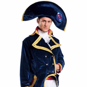 Napoleon Kostüm Kaiser Bonaparte Deluxe für Herren Gr. L-XL weiß-blau Uniform Historisch Fasching Karneval Mottoparty
