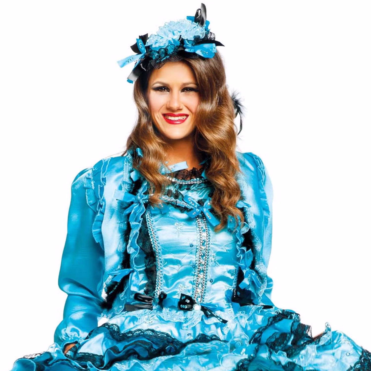 Saloon Lady Kostüm Western Burlesque Deluxe für Damen Gr. S-L Kleid türkis Fasching Karneval Mottoparty Saloon Lady Kostüm Western Burlesque Deluxe für Damen Gr. S-L Kleid türkis Fasching Karneval Mottoparty