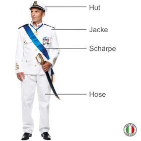 Kapitän Kostüm Marineoffizier Admiral Kai Deluxe für Herren Gr. L-XL Fasching Karneval Mottoparty
