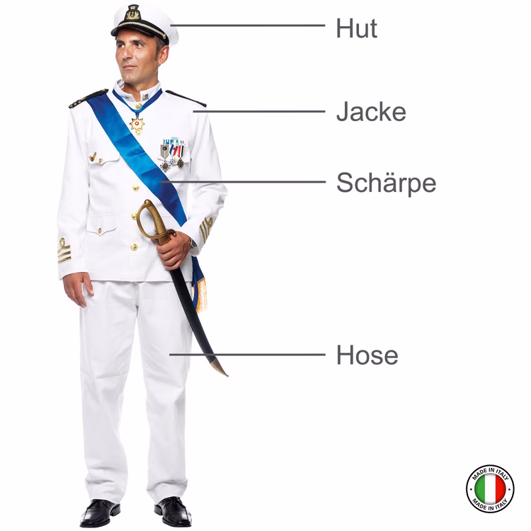 Kapitän Kostüm Marineoffizier Admiral Kai Deluxe für Herren Gr. L-XL Fasching Karneval Mottoparty Kapitän Kostüm Marineoffizier Admiral Kai Deluxe für Herren Gr. L-XL Fasching Karneval Mottoparty