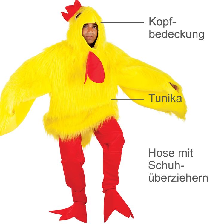Hahn Kostüm Gockel Reiner Korn Deluxe für Herren Gr. S-L gelb Tier Tierkostüm Vogel Bauernhof Fasching Karneval Mottoparty Paar- und Gruppenkostüm