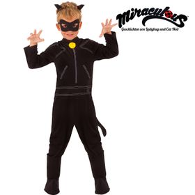 Cat Noir Kostüm Kater Adrien Miraculous für Kinder 3-6 Jahre schwarz Film- und Serienheld Tierkostüm Fasching Karneval Mottoparty Kinderfasching Halloween