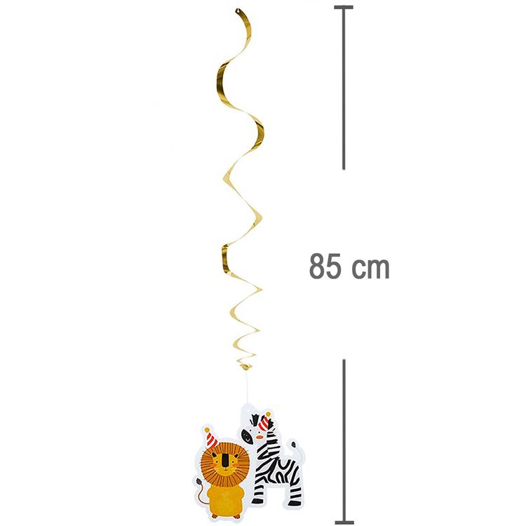 Party-Deko Safari Wilde Tiere Afrika Hänge-Deko Swirls 85 cm 2 Stück Party-Zubehör Kindergeburtstag Geburtstag Mottoparty Fasching