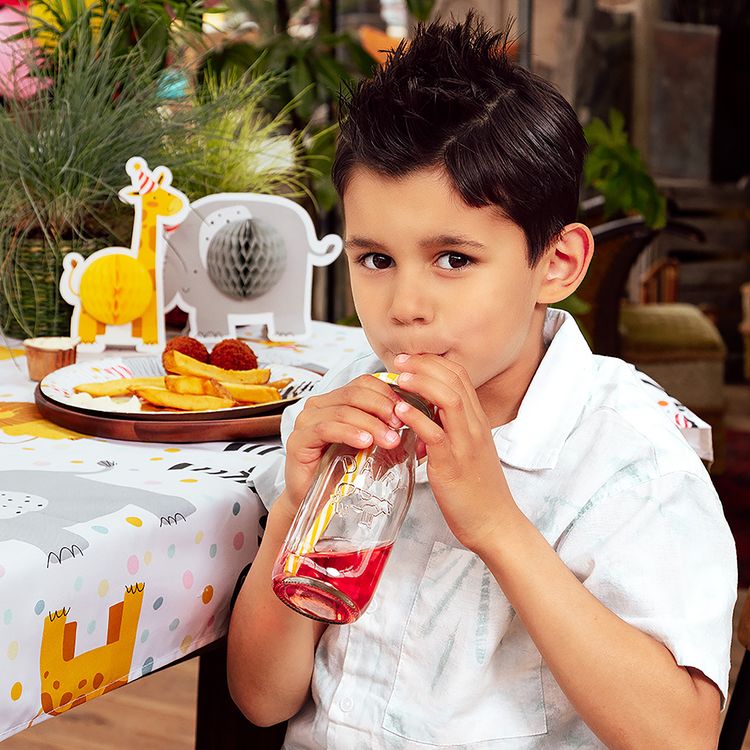 Übersicht Party-Set Safari für Kinder gedeckter Tisch