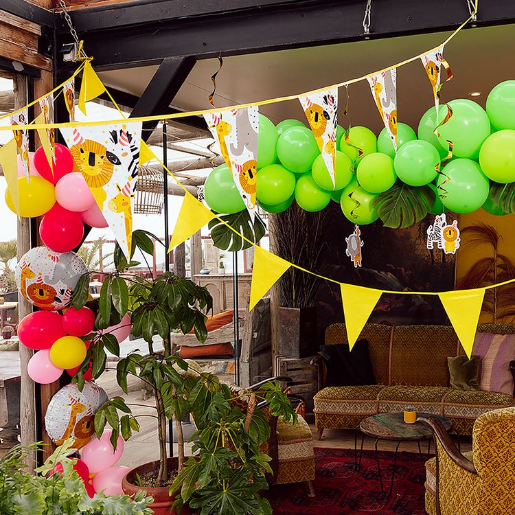 Übersicht Party-Set Safari für Kinder gedeckter Tisch