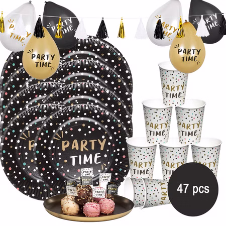 Party Time Party-Set Geburtstag Mottoparty Silvester Tischdeko 47-tlg. Party-Deko Deko Feier Mottoparty Celebrate Party Time Party-Set Geburtstag Mottoparty Silvester Tischdeko 47-tlg. Party-Deko Deko Feier Mottoparty Celebrate