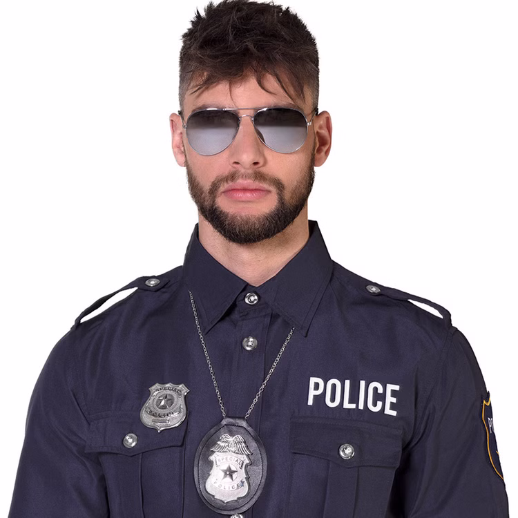 Polizei Kostüm-Zubehör Set Brille Halskette & Polizeimarke für Erwachsene Accessoire Polizist Berufe Fasching Karneval Mottoparty Polizei Kostüm-Zubehör Set Brille Halskette & Polizeimarke für Erwachsene Accessoire Polizist Berufe Fasching Karneval Mottoparty