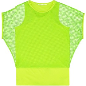 Netzshirt mit Top 90er Jahre Kostüm für Damen Gr. M/L neon-grün Fasching Karneval Mottoparty Kostüm-Zubehör