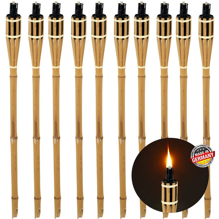 Bambusfackel 20 Stück Gartenfackeln mit Docht 90 cm lang Outdoor-Fackel Deko Garten-Beleuchtung