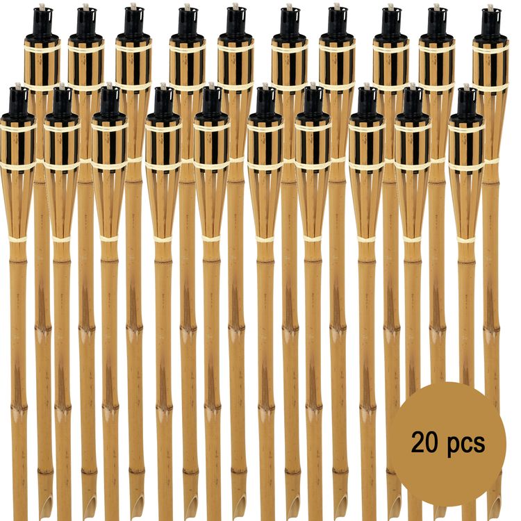 Bambusfackel 20 Stück Gartenfackeln mit Docht 90 cm lang Outdoor-Fackel Deko Garten-Beleuchtung