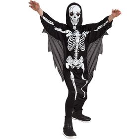 Skelett Kostüm Mr. Scary Halloween Bone für Kinder 4-12 Jahre Knochen Knochen-Kostüm Fasching Karneval Mottoparty Kinderfasching