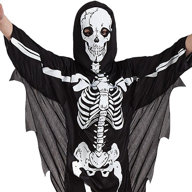 Skelett Kostüm Mr. Scary Halloween Bone für Kinder 4-12 Jahre Knochen Knochen-Kostüm Fasching Karneval Mottoparty Kinderfasching