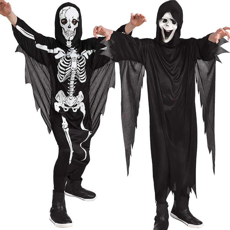 Skelett Kostüm Mr. Scary Halloween Bone für Kinder 4-12 Jahre Knochen Knochen-Kostüm Fasching Karneval Mottoparty Kinderfasching