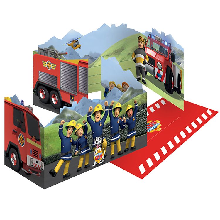 XXL Feuerwehrmann Sam Party-Set Kindergeburtstag 78-tlg. Party-Deko Tisch-Deko Geburtstag Mottoparty Kinderfasching Feuerwehr Serien-Held