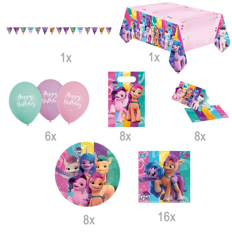 XXL My Little Pony Party-Set Kindergeburtstag 48-tlg. Party-Deko XXL My Little Pony Party-Set Kindergeburtstag 48-tlg. Party-Deko Tischdeko Party-Geschirr TV-Held Geburtstag Deko Mottoparty Deko-Zubehör Pferde Tisch-Deko für Mädchen