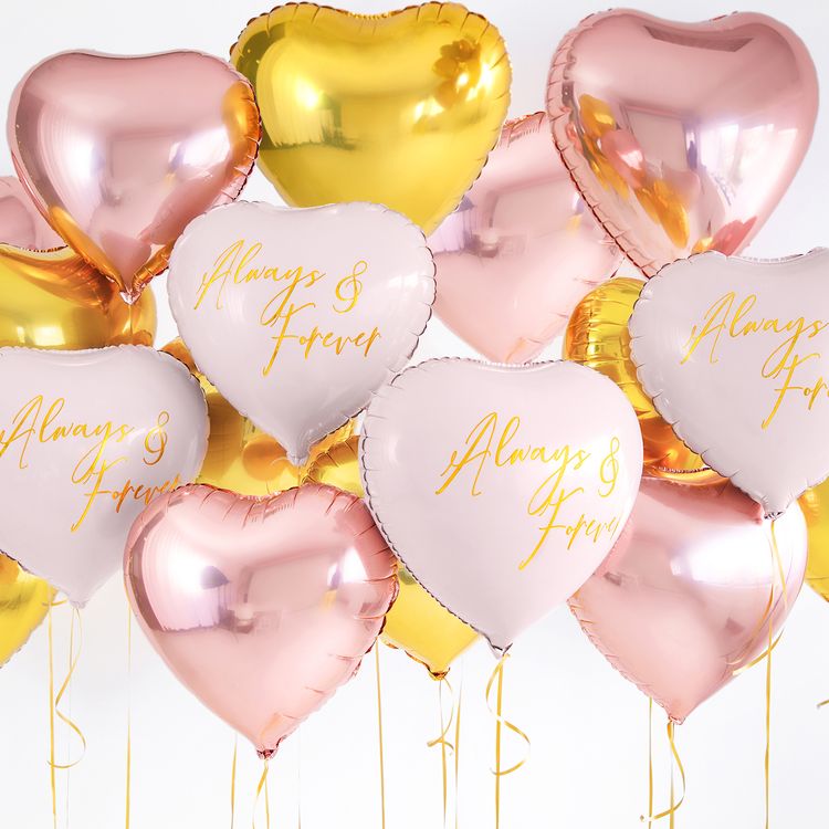 Herz Folienballons Roségold 45 cm 10 Stück Hochzeit Valentinstag Liebe Geburtstag Party-Deko Ballons Luftballons Dekoration