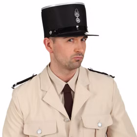 Polizei Kostüm Französischer Polizist Officier de Police inkl. Hut für Herren Gr. 46-60 Uniform Frankreich Franzose Fasching Karneval Mottoparty Gruppenkostüm Nahaufnahme Polizei Kostüm Französischer Polizist des Hutes und Oberkörper