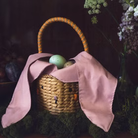 Osterkorb Hasenkörbchen mit Stoffohren 28 x 17 cm zum Eier sammeln Ostern Osterfest Osterhase Osternest für Kinder Deko-Zubehör Dekoration Tischdeko
