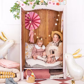 Osterkorb Hasenkörbchen mit Stoffohren 28 x 17 cm zum Eier sammeln Ostern Osterfest Osterhase Osternest für Kinder Deko-Zubehör Dekoration Tischdeko