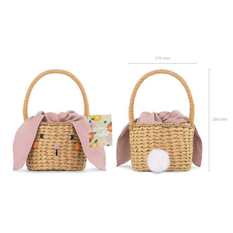 Osterkorb Hasenkörbchen mit Stoffohren 28 x 17 cm zum Eier sammeln Ostern Osterfest Osterhase Osternest für Kinder Deko-Zubehör Dekoration Tischdeko