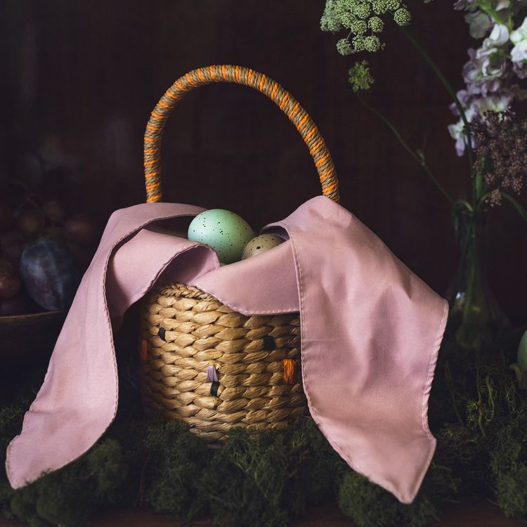 Osterkorb Hasenkörbchen mit Stoffohren 28 x 17 cm zum Eier sammeln Ostern Osterfest Osterhase Osternest für Kinder Deko-Zubehör Dekoration Tischdeko