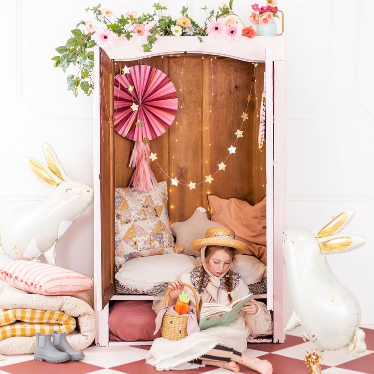 Osterkorb Hasenkörbchen mit Stoffohren 28 x 17 cm zum Eier sammeln Ostern Osterfest Osterhase Osternest für Kinder Deko-Zubehör Dekoration Tischdeko