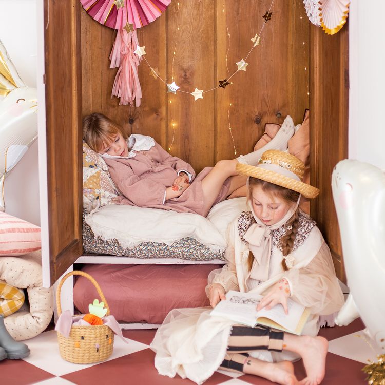 Osterkorb Hasenkörbchen mit Stoffohren 28 x 17 cm zum Eier sammeln Ostern Osterfest Osterhase Osternest für Kinder Deko-Zubehör Dekoration Tischdeko