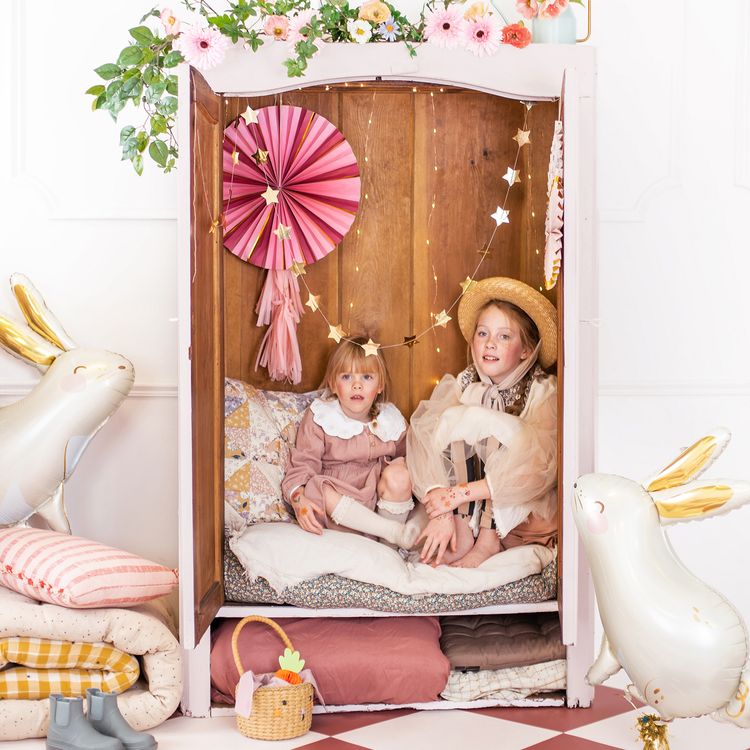 Osterkorb Hasenkörbchen mit Stoffohren 28 x 17 cm zum Eier sammeln Ostern Osterfest Osterhase Osternest für Kinder Deko-Zubehör Dekoration Tischdeko