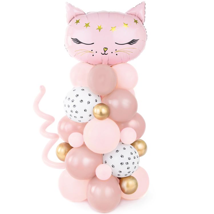 Luftballon Girlande Katze rosa 83 x 140 cm Deko Geburtstag Party-Deko Ballon Dekoration Kinder-Geburtstag Mottoparty Tier-Ballon Bouquet