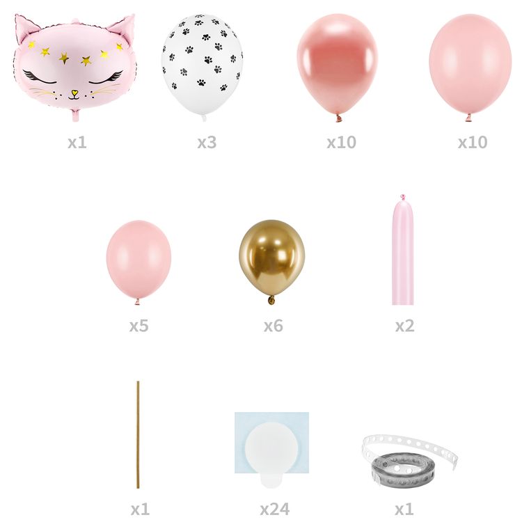 Luftballon Girlande Katze rosa 83 x 140 cm Deko Geburtstag Party-Deko Ballon Dekoration Kinder-Geburtstag Mottoparty Tier-Ballon Bouquet
