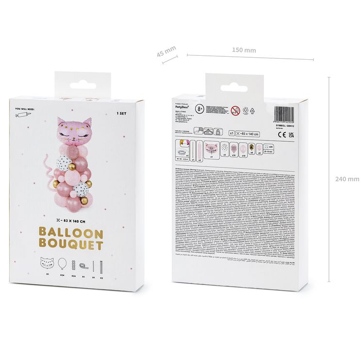 Luftballon Girlande Katze rosa 83 x 140 cm Deko Geburtstag Party-Deko Ballon Dekoration Kinder-Geburtstag Mottoparty Tier-Ballon Bouquet