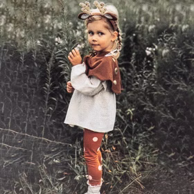 Reh Kostüm Rehlein Bambi für Kinder Gr. 98-110 braun Tier Fasching Geburtstag Kindergeburtstag Waldtier Tierkostüm Karneval Mottoparty Kinderfasching Rollenspiel