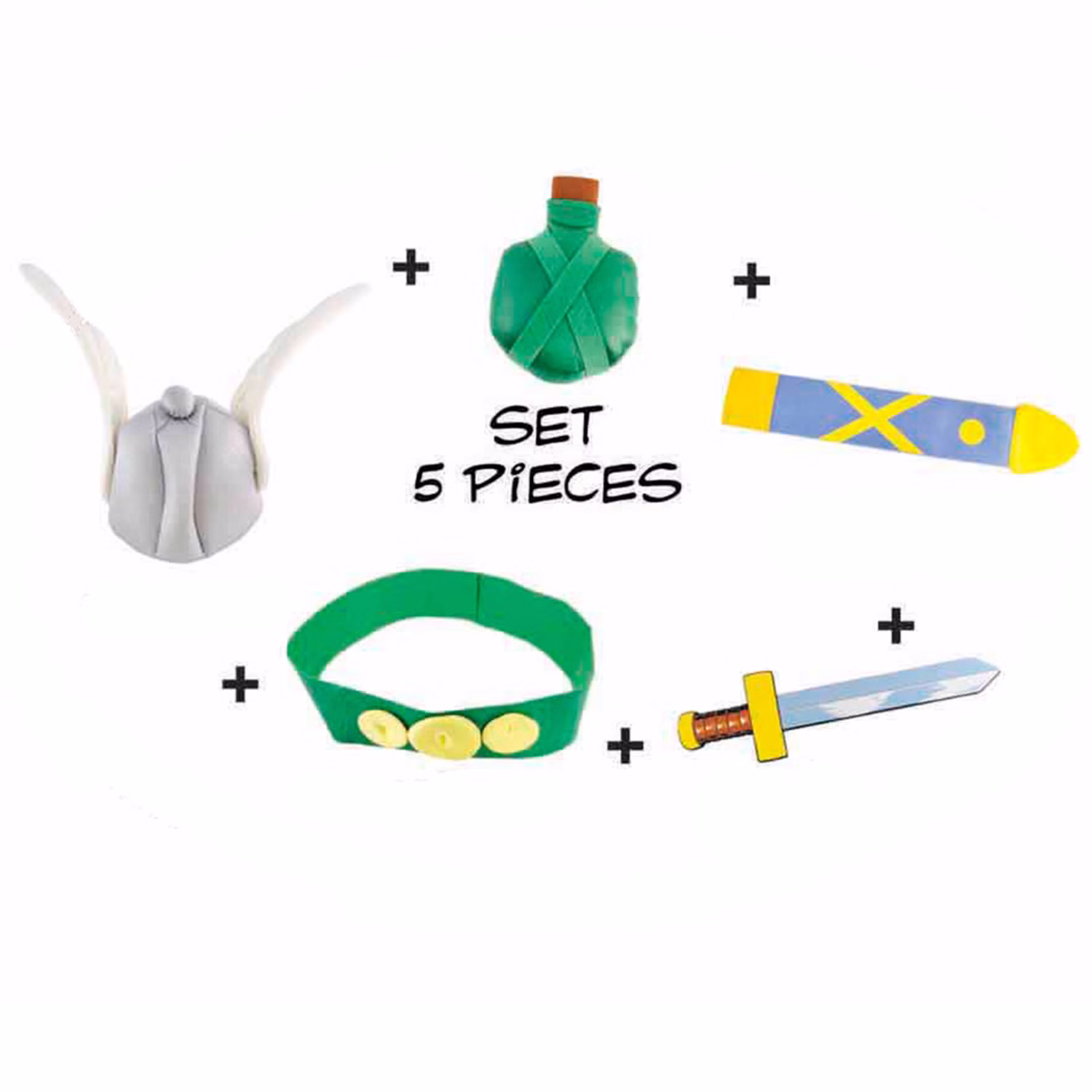 Asterix Zubehör-Set zum Kostüm 5 Teile für Kinder Fasching Karneval Mottoparty Asterix & Obelix Requisiten Accessoire Helm Gürtel Flasche Scheide Schwert Asterix Zubehör-Set zum Kostüm 5 Teile für Kinder Fasching Karneval Mottoparty Asterix & Obelix Requisiten Accessoire Helm Gürtel Flasche Scheide Schwert