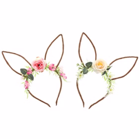 Hasen-Ohren Haarreif mit Blumen Ostern Kostüm-Zubehör Osterhase Oster-Deko Dekoration Fasching Karneval Mottoparty Hasen-Ohren Haarreif mit Blumen Ostern Kostüm-Zubehör Osterhase Oster-Deko Dekoration Fasching Karneval Mottoparty