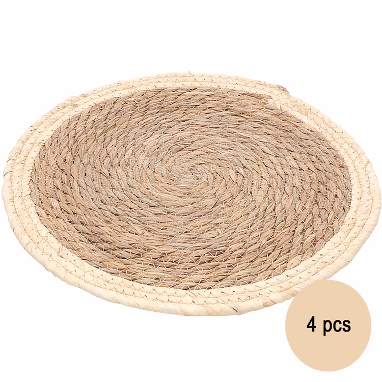 Untersetzer 4er Platz-Set 38 cm rund aus Stroh abwischbar Tisch-Deko Esszimmer Esstisch Hochzeit Geburtstag Sommerfest Dekoration Untersetzer 4er Platz-Set 38 cm rund aus Stroh abwischbar Tisch-Deko Esszimmer Esstisch Hochzeit Geburtstag Sommerfest Dekoration