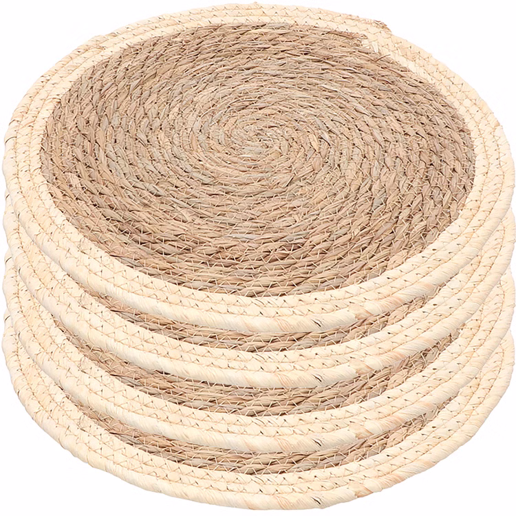 Untersetzer 4er Platz-Set 38 cm rund aus Stroh abwischbar Tisch-Deko Esszimmer Esstisch Hochzeit Geburtstag Sommerfest Dekoration Untersetzer 4er Platz-Set 38 cm rund aus Stroh abwischbar Tisch-Deko Esszimmer Esstisch Hochzeit Geburtstag Sommerfest Dekoration