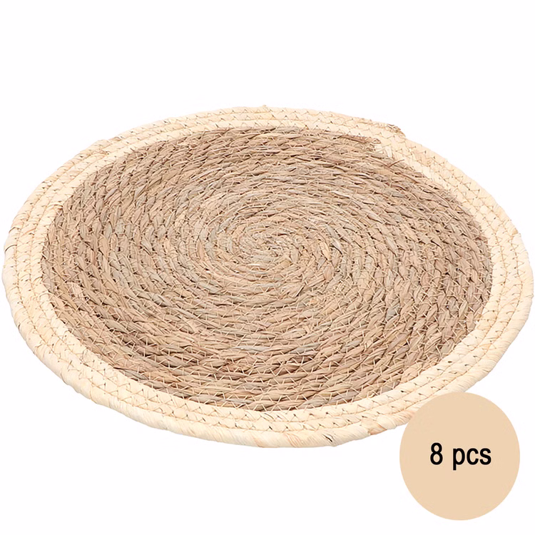 Untersetzer 8er Platz-Set 38 cm rund aus Stroh abwischbar Tisch-Deko Esszimmer Esstisch Hochzeit Geburtstag Sommerfest Dekoration Untersetzer 8er Platz-Set 38 cm rund aus Stroh abwischbar Tisch-Deko Esszimmer Esstisch Hochzeit Geburtstag Sommerfest Dekoration